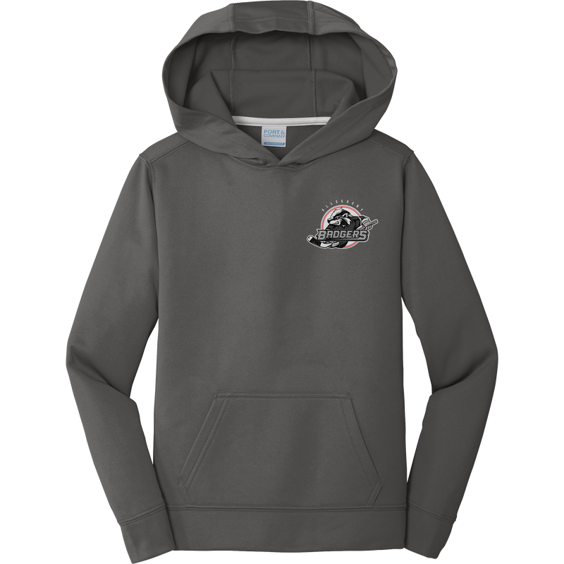 Allegheny Badgers Youth Performance Fleece Pullover Hooded Sweatshirt